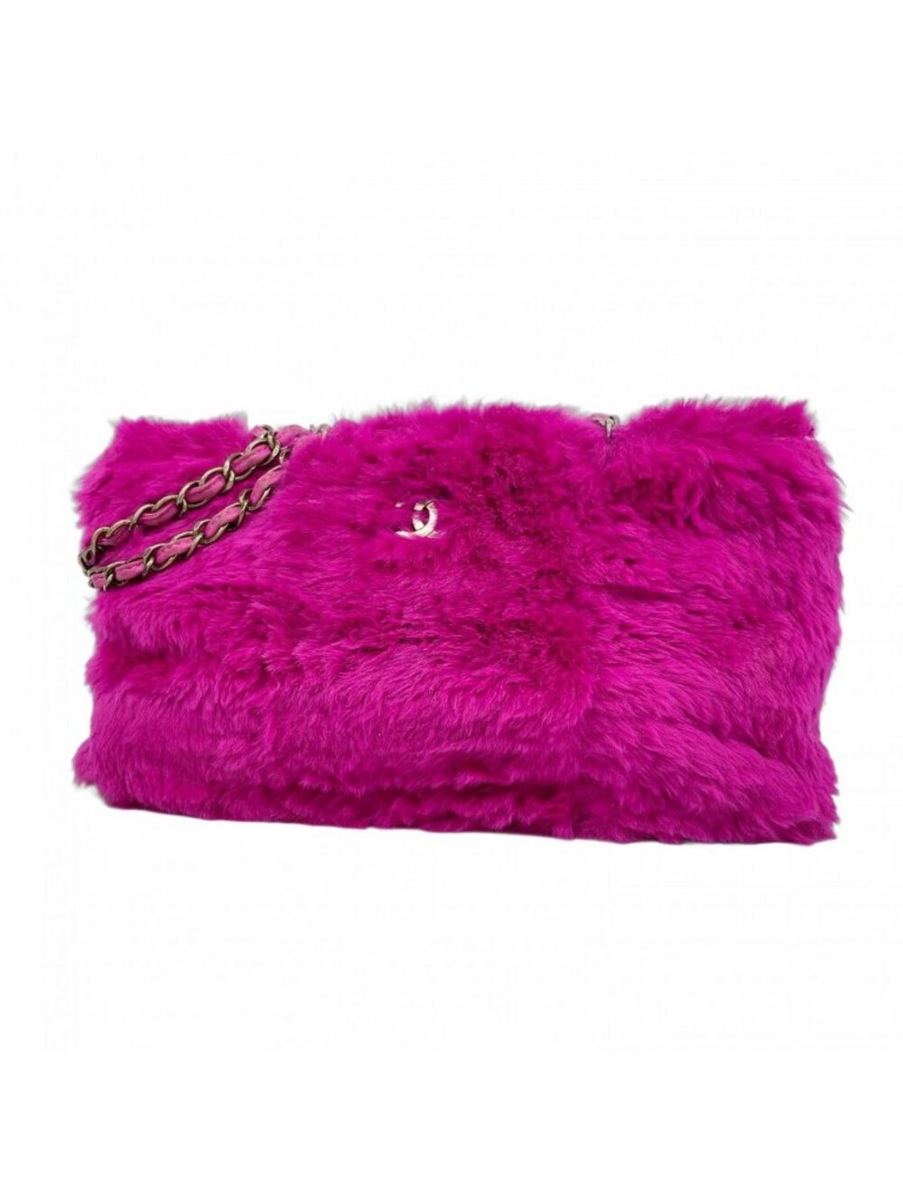 Chanel Shoulder Bag Fur Purple Gold